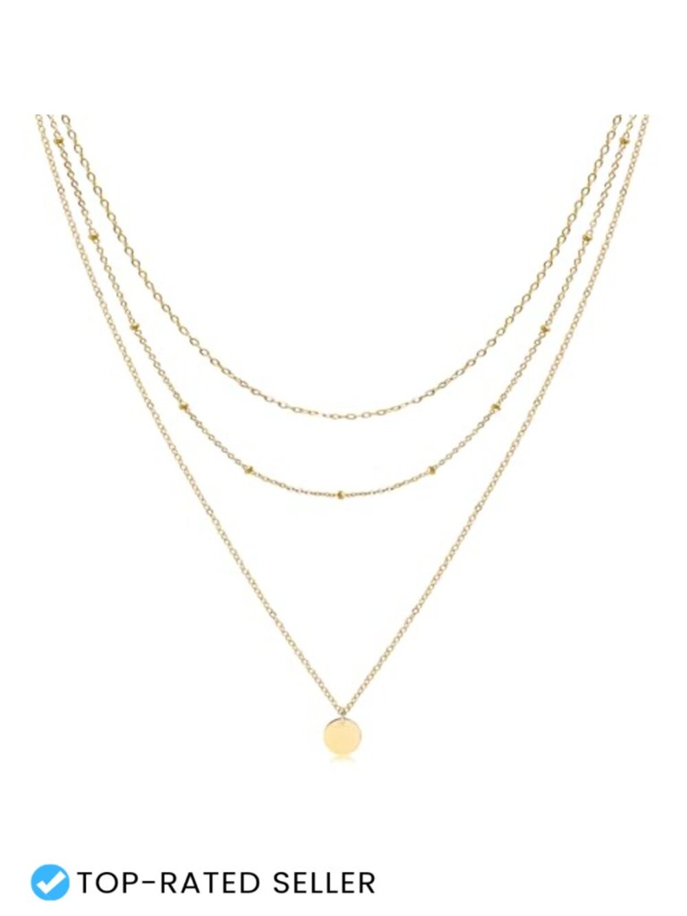 Handmade Layered Gold Plated Choker Necklace Set with Coin Tube Star Pearl